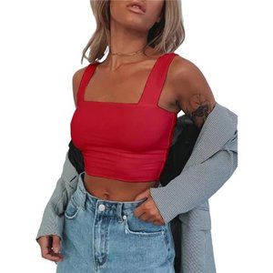 Skinny Basic Strappy Crop Tank Tops